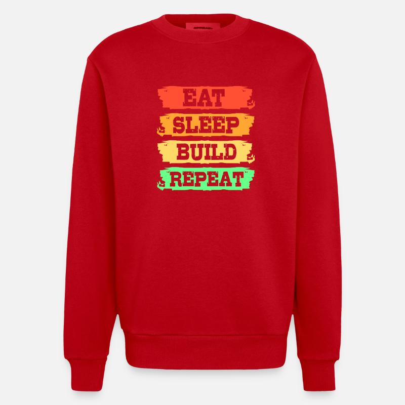 Chantier de construction - Sweat bio épais oversize fabriqué en UE - rouge