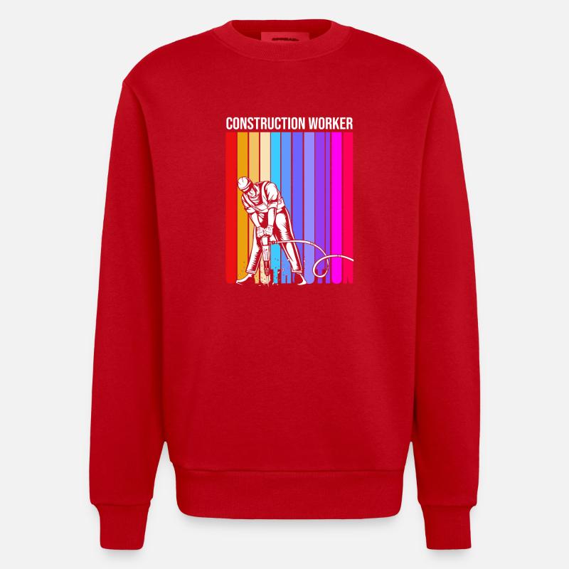 Chantier de construction - Sweat bio épais oversize fabriqué en UE - rouge