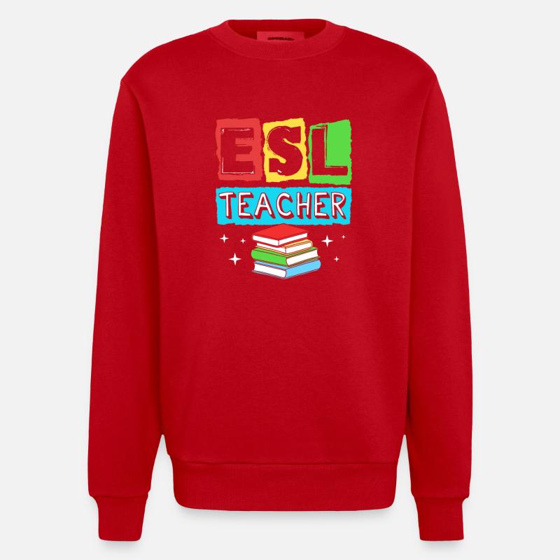 Professeur d’anglais Professeur d’anglais - Sweat bio épais oversize fabriqué en UE - rouge