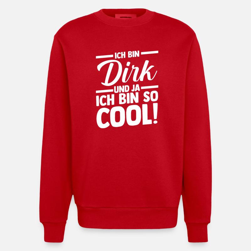 First name Dirk - Heavyweight Oversized Organic Crew Neck Made in EU - red