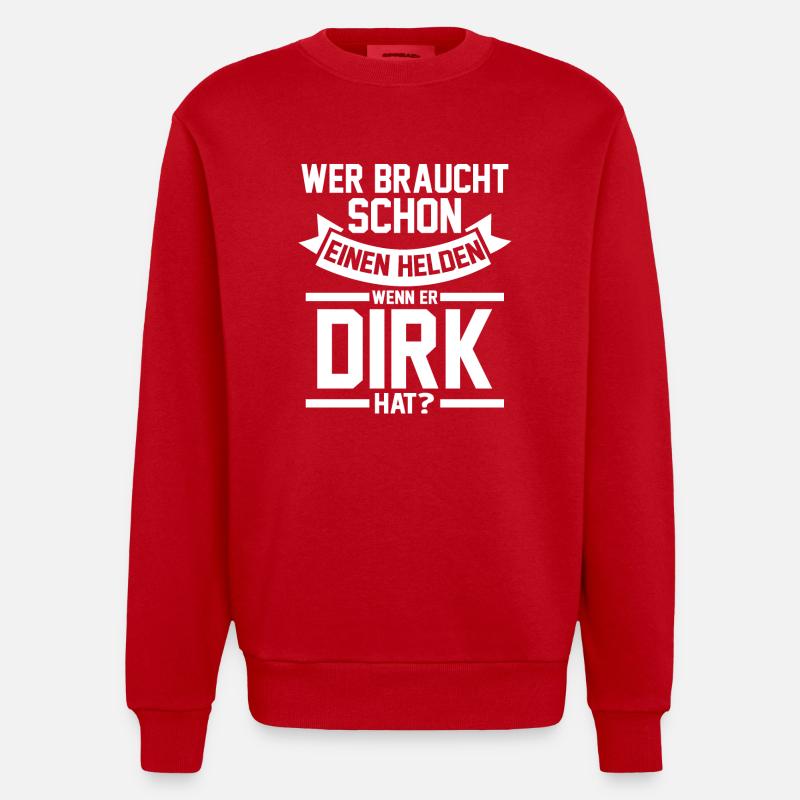 First name Dirk - Heavyweight Oversized Organic Crew Neck Made in EU - red