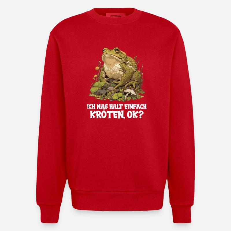 Toad Kröten Kröte - Heavyweight Oversized Organic Crew Neck Made in EU - Rot