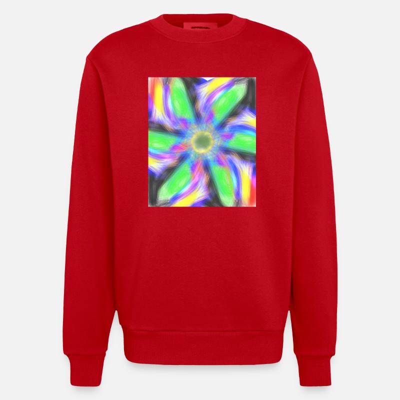 Psychedelische abstrakte Blume - Heavyweight Oversized Organic Crew Neck Made in EU - Rot