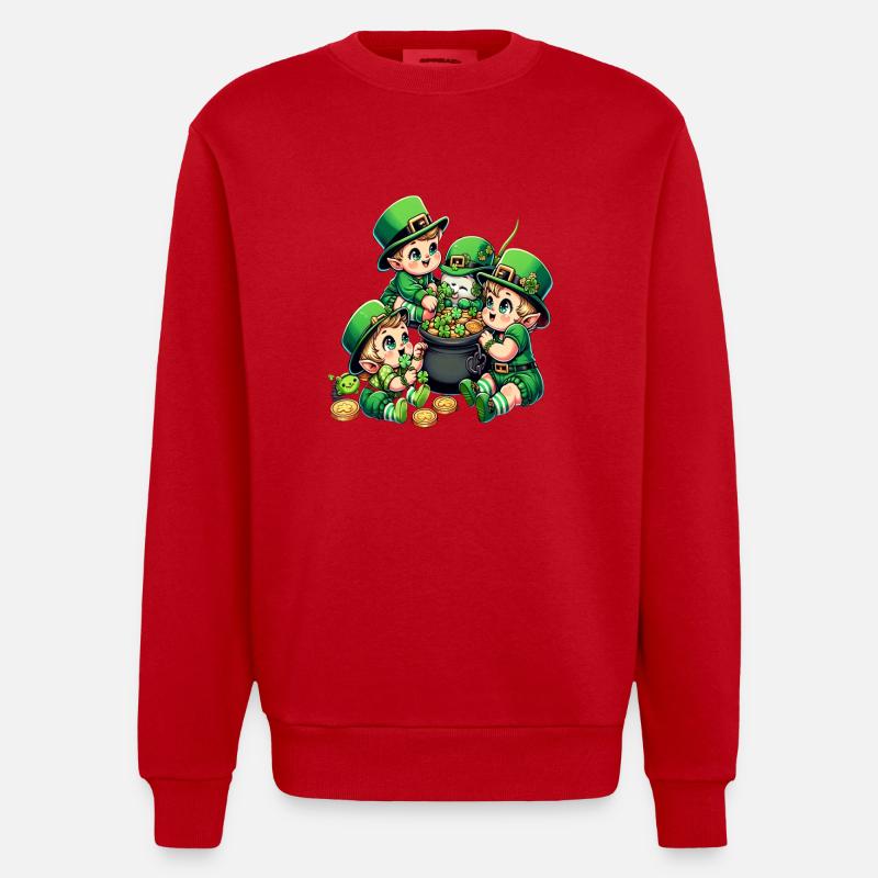Happy Leprechaun (Irish Leprechaun) Bébés - Sweat bio épais oversize fabriqué en UE - rouge