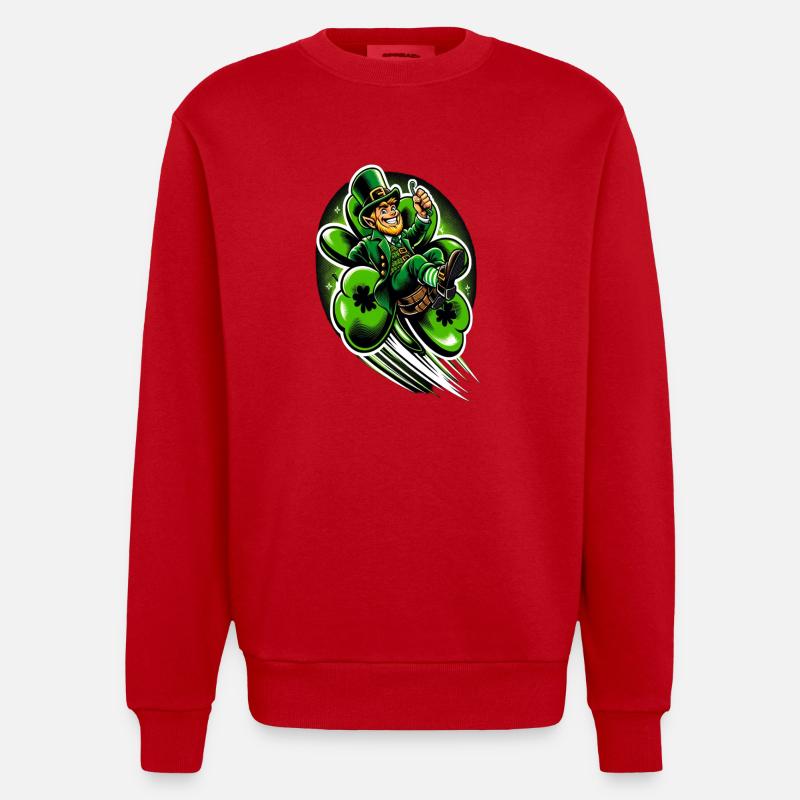 Leprechaun volant (Leprechaun irlandais) - Sweat bio épais oversize fabriqué en UE - rouge