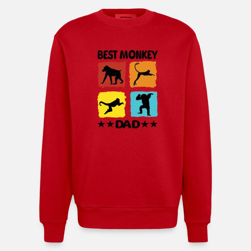 Best Monkey Dad - Heavyweight Oversized Organic Crew Neck Made in EU - Rot