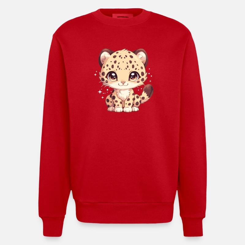 Léopard léopard - Sweat bio épais oversize fabriqué en UE - rouge
