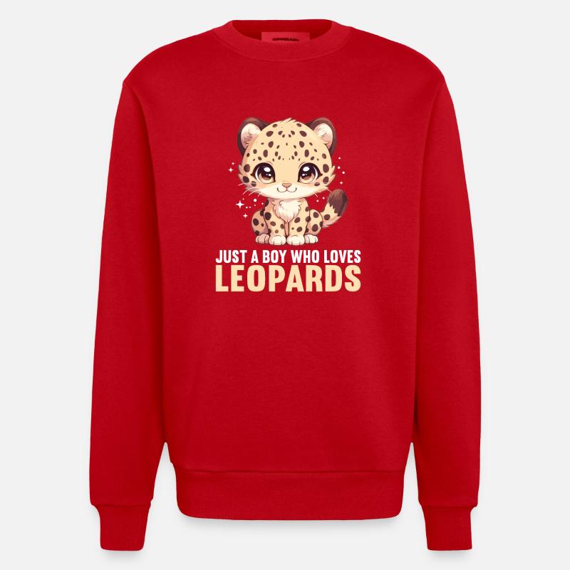 Léopard léopard - Sweat bio épais oversize fabriqué en UE - rouge