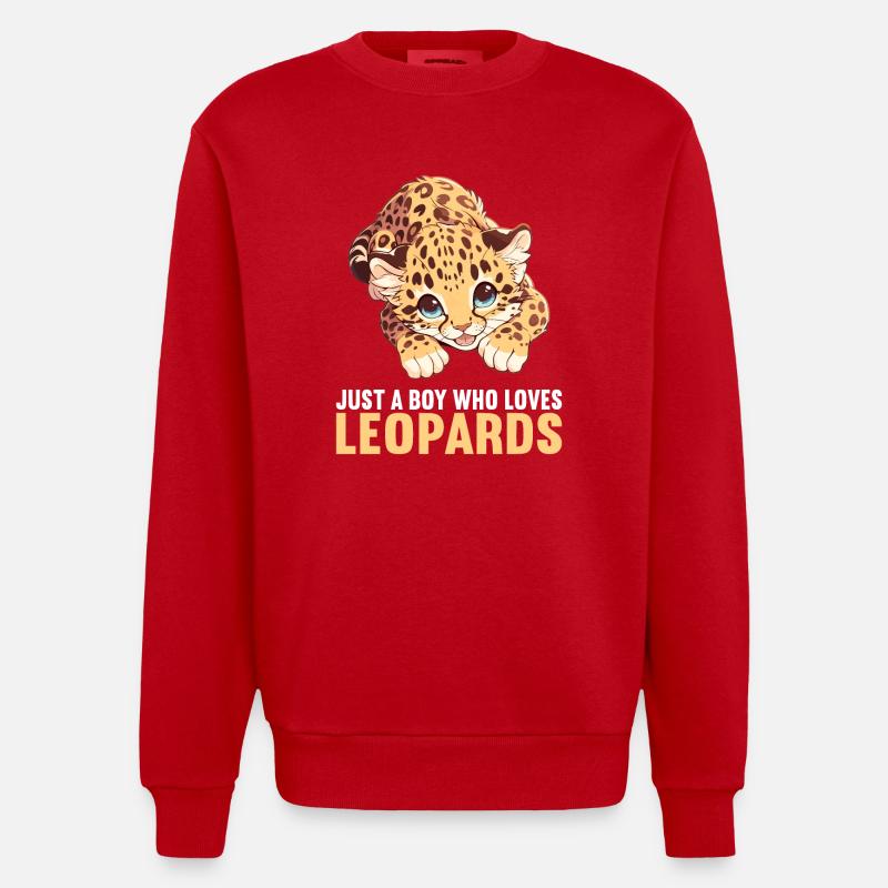 Léopard léopard - Sweat bio épais oversize fabriqué en UE - rouge