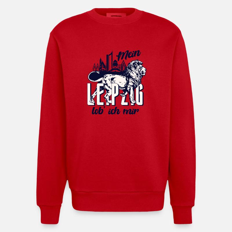I praise my Leipzig Hell - Heavyweight Oversized Organic Crew Neck Made in EU - red