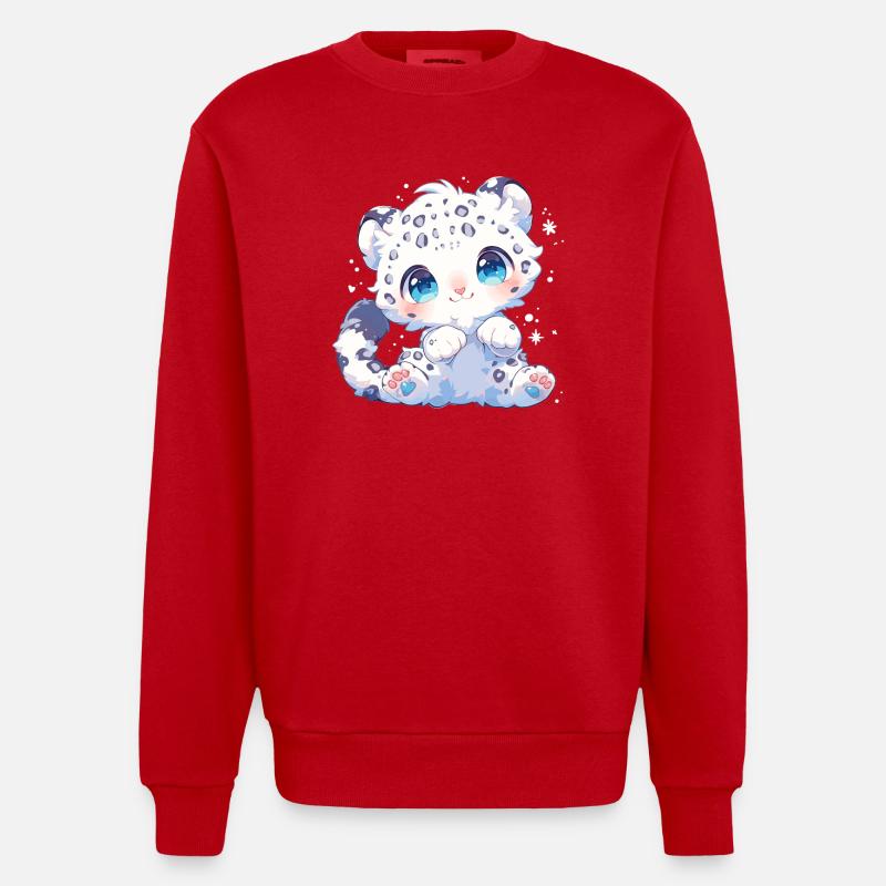 Snow Leopard Schneeleoparden Schneeleopard - Heavyweight Oversized Organic Crew Neck Made in EU - red