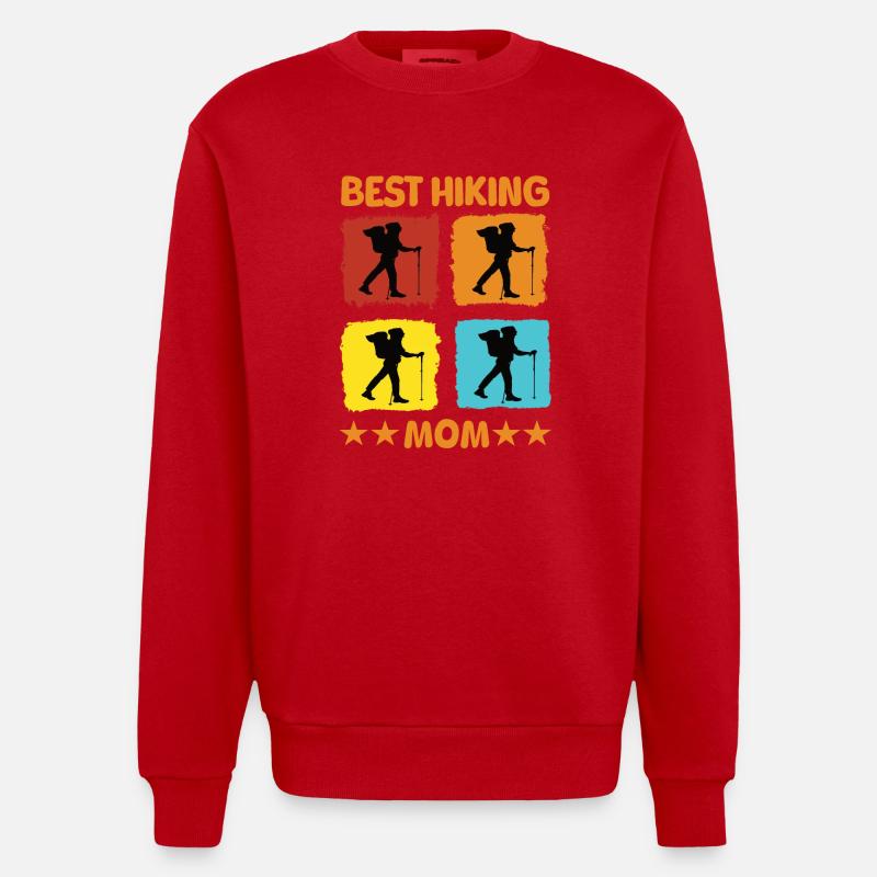 Meilleure maman randonneuse - Sweat bio épais oversize fabriqué en UE - rouge