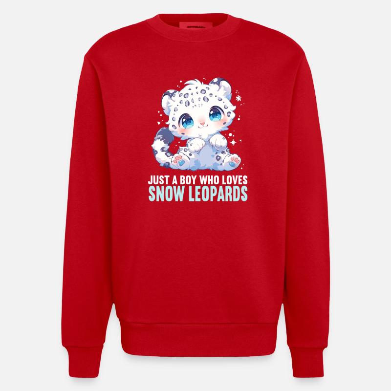 Léopard des neiges Schneeleoparden Schneeleopard - Sweat bio épais oversize fabriqué en UE - rouge