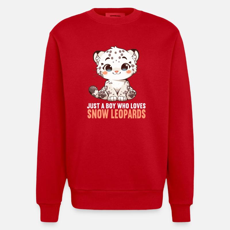 Léopard des neiges Schneeleoparden Schneeleopard - Sweat bio épais oversize fabriqué en UE - rouge