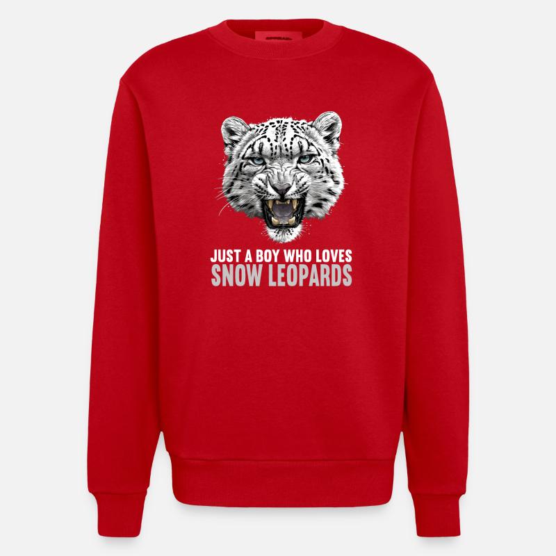 Léopard des neiges Schneeleoparden Schneeleopard - Sweat bio épais oversize fabriqué en UE - rouge