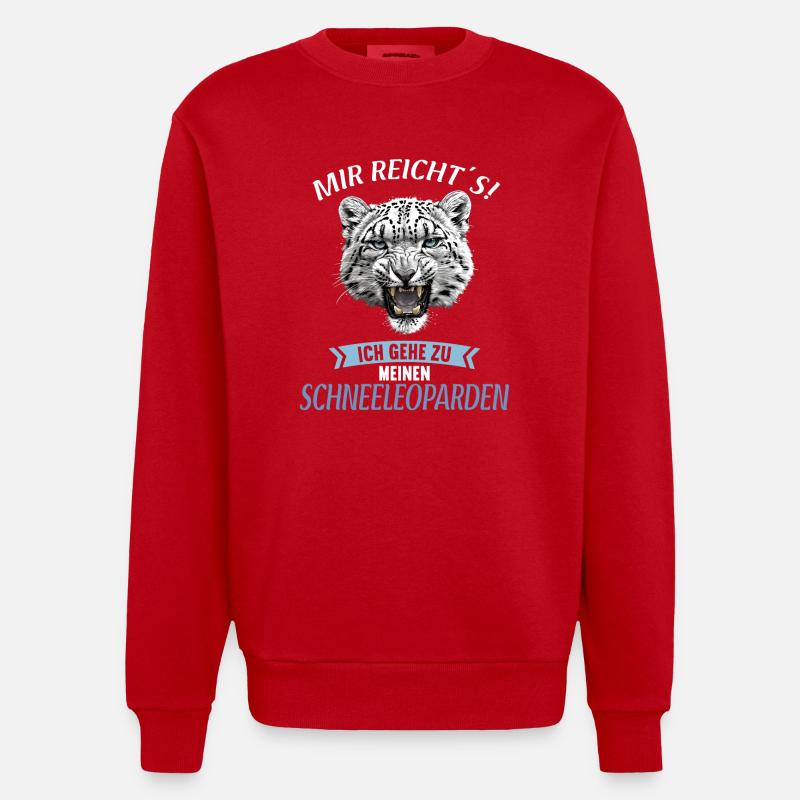 Léopard des neiges Schneeleoparden Schneeleopard - Sweat bio épais oversize fabriqué en UE - rouge