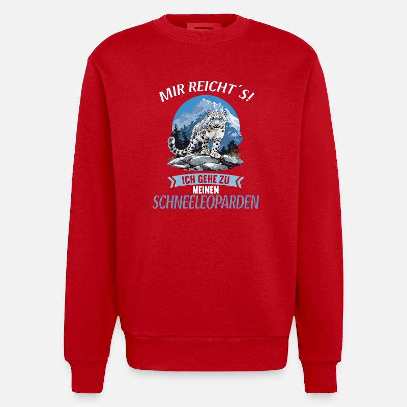 Léopard des neiges Schneeleoparden Schneeleopard - Sweat bio épais oversize fabriqué en UE - rouge