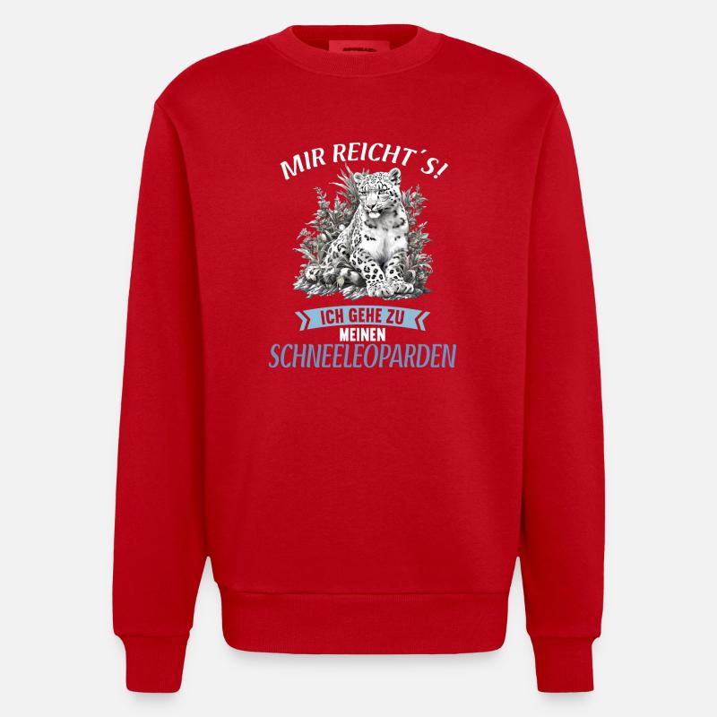 Léopard des neiges Schneeleoparden Schneeleopard - Sweat bio épais oversize fabriqué en UE - rouge