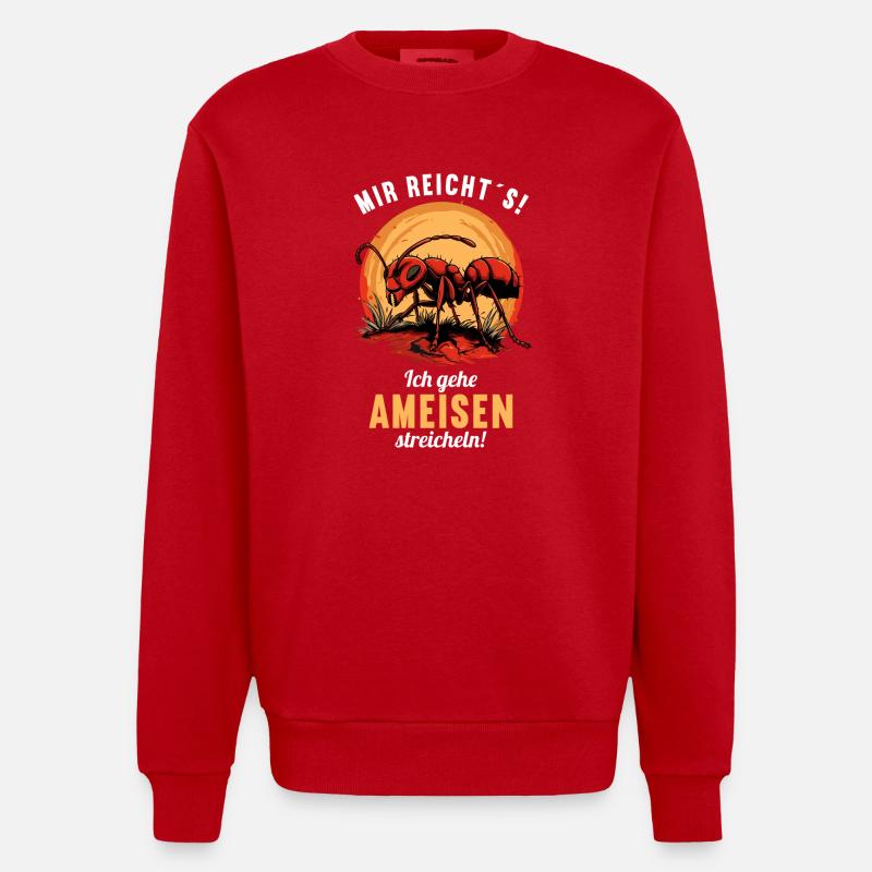 Ant ants ant - Heavyweight Oversized Organic Crew Neck Made in EU - red