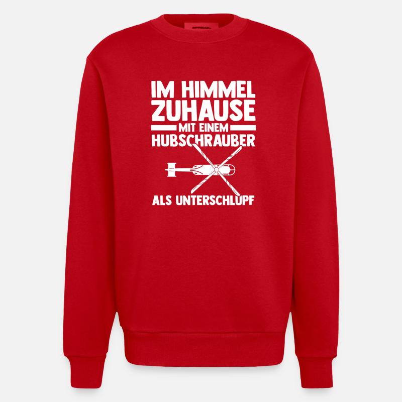 Pilote Hélicoptère Hélicoptère - Sweat bio épais oversize fabriqué en UE - rouge