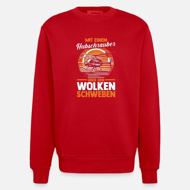 Pilote Hélicoptère Hélicoptère - Sweat bio épais oversize fabriqué en UE - rouge