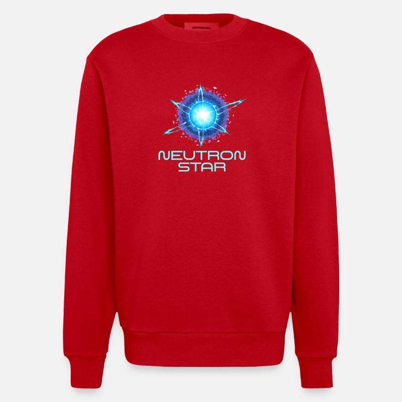 Neutrons Star Science Universe - Heavyweight Oversized Organic Crew Neck Made in EU - red