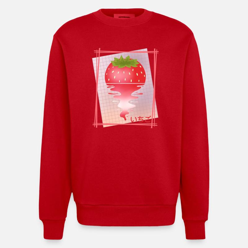 Strawberry Sunset Tee - Heavyweight Oversized Organic Crew Neck Made in EU - Rot
