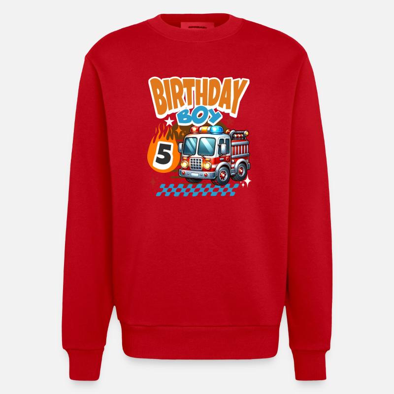 5e anniversaire des pompiers - Sweat bio épais oversize fabriqué en UE - rouge