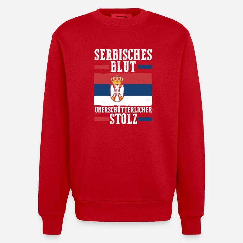 Serben Serbisch Serbien - Heavyweight Oversized Organic Crew Neck Made in EU - Rot