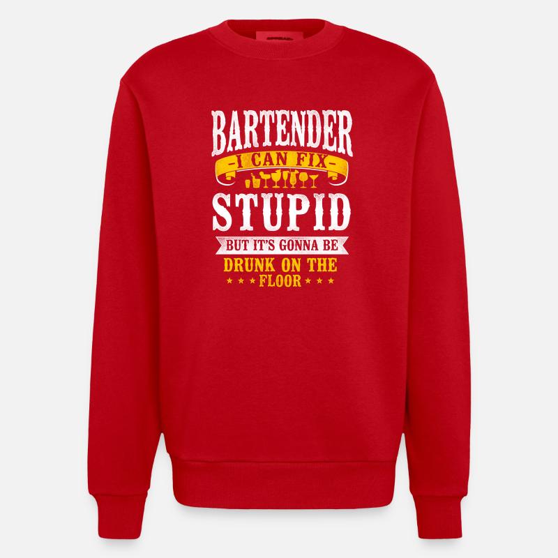 Bartender Mixologist Bartender I - Heavyweight Oversized Organic Crew Neck Made in EU - Rot