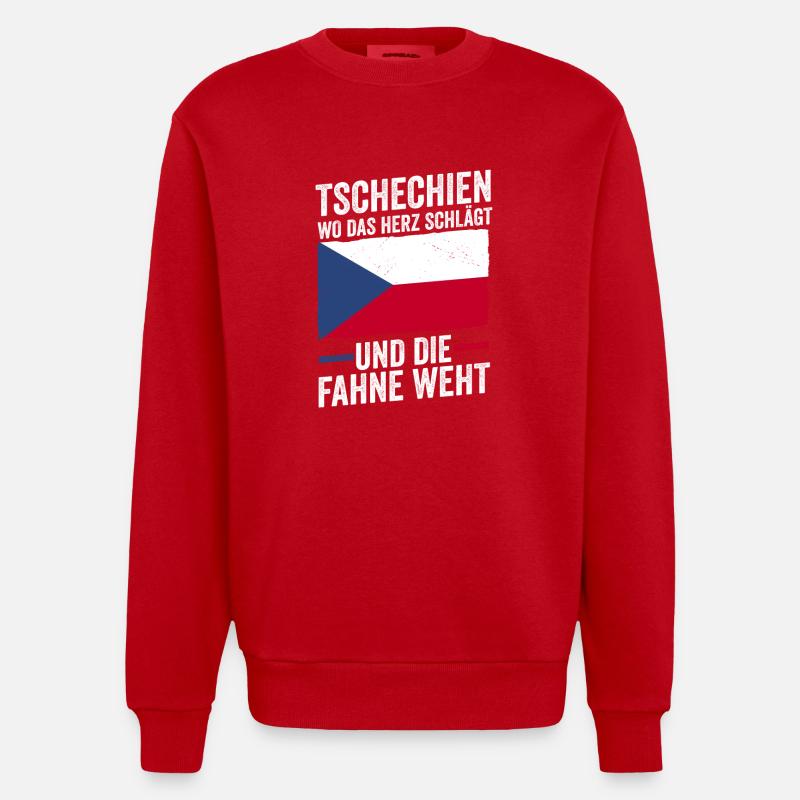 Tschechen Tschechisch Tschechien - Heavyweight Oversized Organic Crew Neck Made in EU - Rot