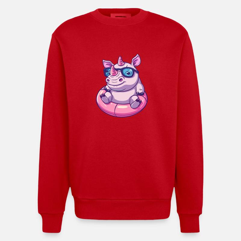 Nashorn Sommer Comic - Heavyweight Oversized Organic Crew Neck Made in EU - Rot