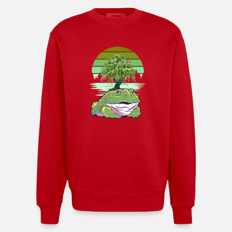 Grenouille Grenouilles Crapauds Crapauds - Sweat bio épais oversize fabriqué en UE - rouge