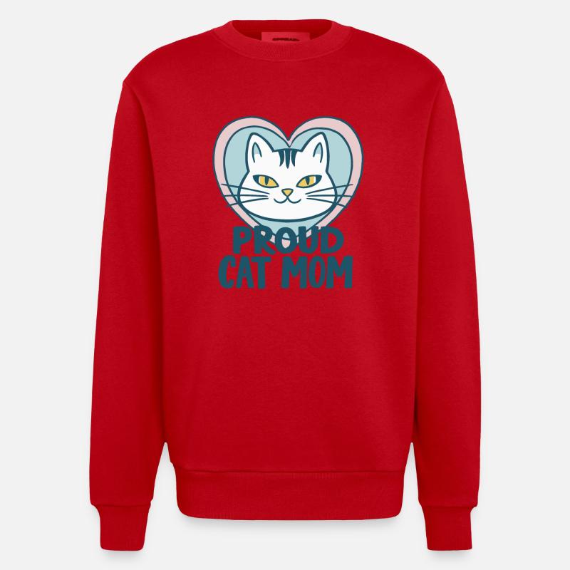 FIÈRE MAMAN CHAT - Sweat bio épais oversize fabriqué en UE - rouge