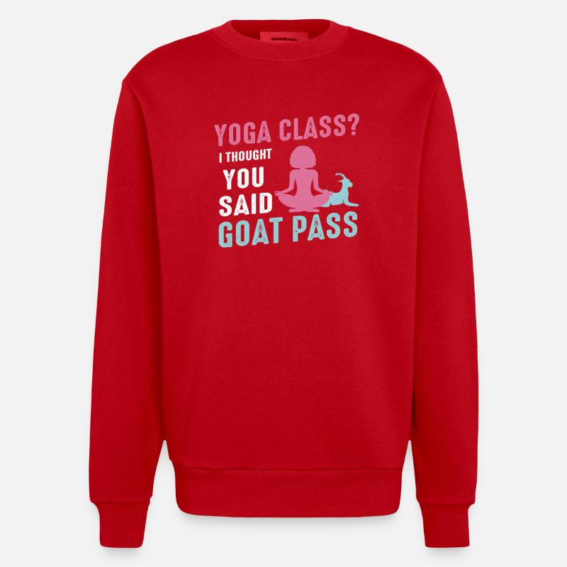 Yoga-Kurs oder Ziegenpass - Heavyweight Oversized Organic Crew Neck Made in EU - Rot