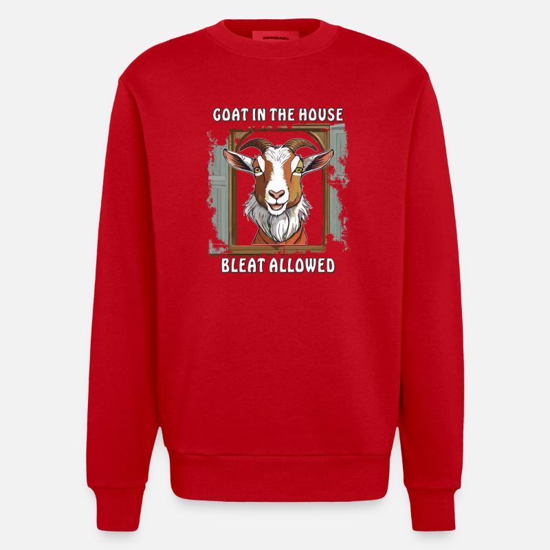 CHÈVRE ZIEGE DANS LA MAISON BÊLEMENT PERMIS - Sweat bio épais oversize fabriqué en UE - rouge