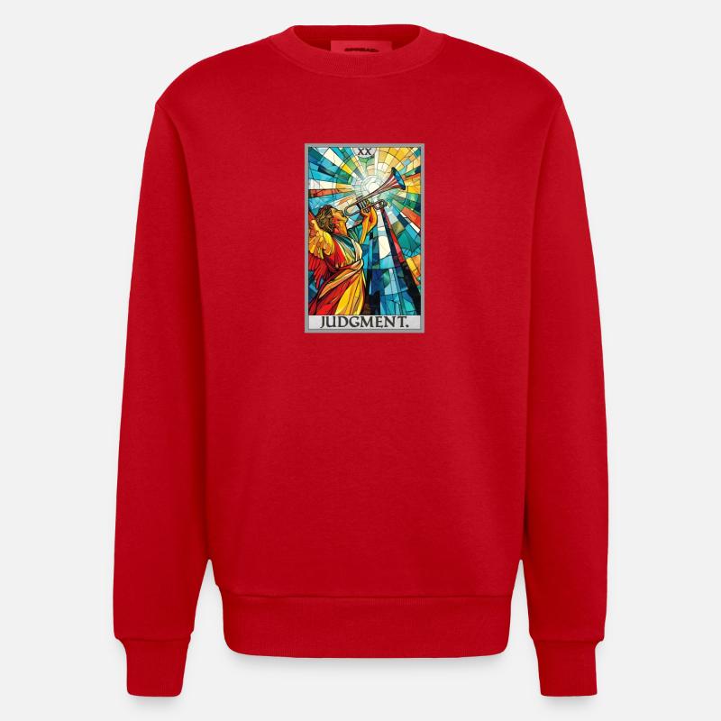 Tarotkarten Tarotkarte 20 Judgment Gericht - Heavyweight Oversized Organic Crew Neck Made in EU - Rot