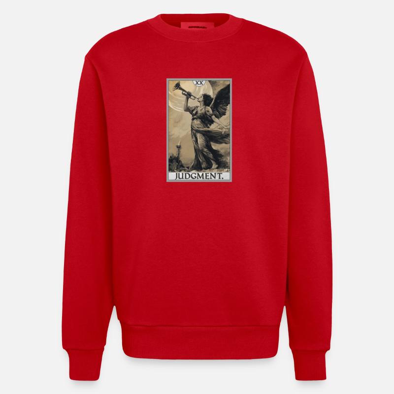 Tarotkarten Tarotkarte 20 Judgment Gericht - Heavyweight Oversized Organic Crew Neck Made in EU - Rot