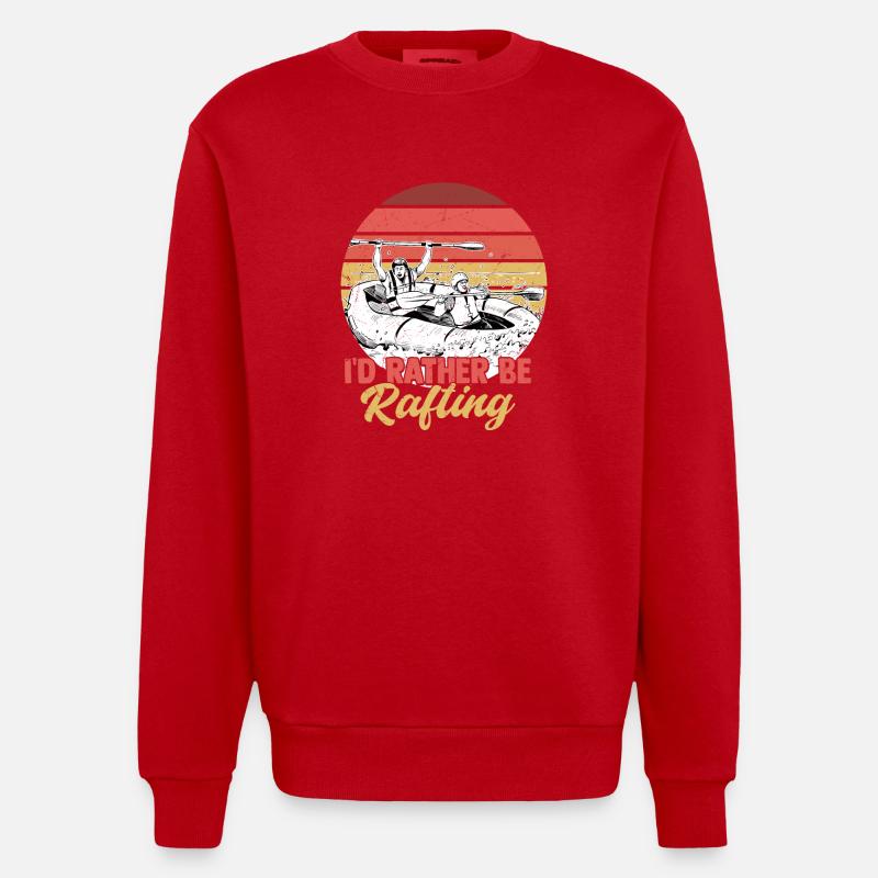 I'd Rather Be Rafting Paddling - Heavyweight Oversized Organic Crew Neck Made in EU - Rot