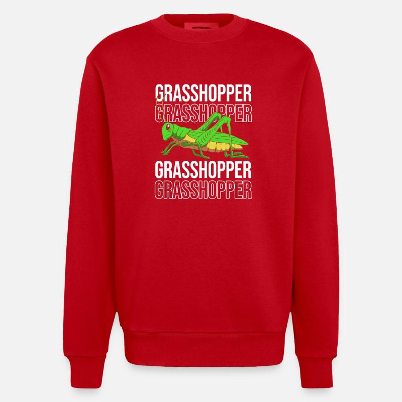 Grashüpfer Heuschrecke - Heavyweight Oversized Organic Crew Neck Made in EU - Rot