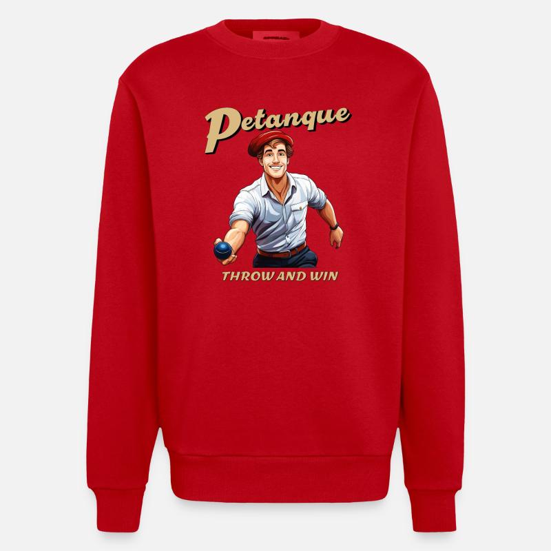 PÉTANQUE LANCER ET GAGNER - Sweat bio épais oversize fabriqué en UE - rouge