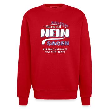 NEIN SAGEN BRAUT - Heavyweight Oversized Organic Crew Neck Made in EU - Rot - Vorne - AI Model Female 172 light (172cm) & AI Model Male 178 light (178cm)