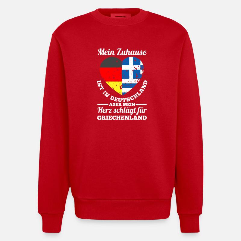 Grèce Allemagne Grèce - Sweat bio épais oversize fabriqué en UE - rouge