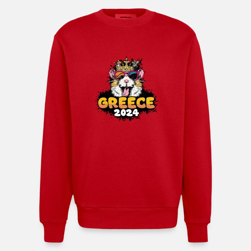 Grèce 2024 Hamster - Sweat bio épais oversize fabriqué en UE - rouge