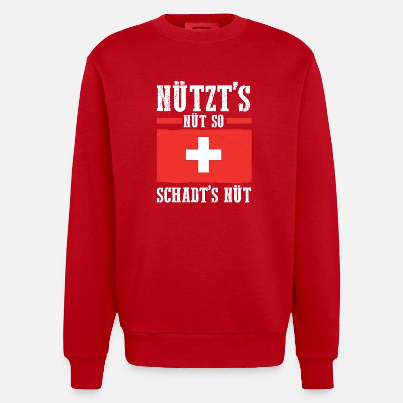 Schweizer Schweiz - Heavyweight Oversized Organic Crew Neck Made in EU - Rot