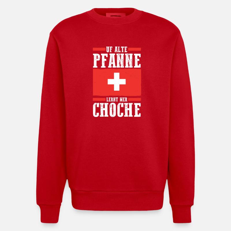 Schweizer Schweiz - Heavyweight Oversized Organic Crew Neck Made in EU - Rot