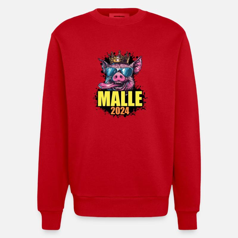 Malle 2024 Cochon - Sweat bio épais oversize fabriqué en UE - rouge