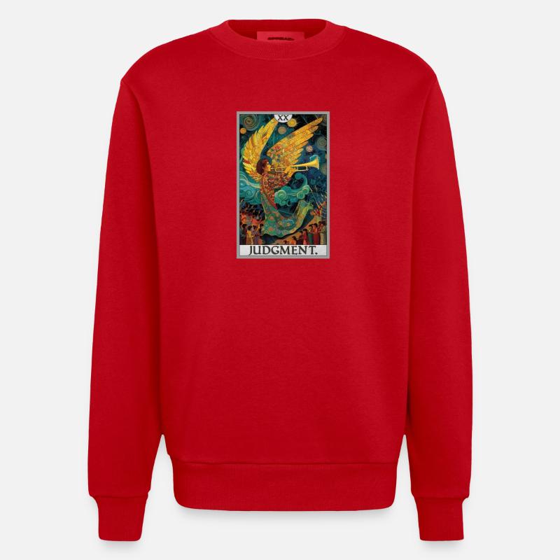 Tarotkarten Tarotkarte 20 Judgment Gericht - Heavyweight Oversized Organic Crew Neck Made in EU - Rot