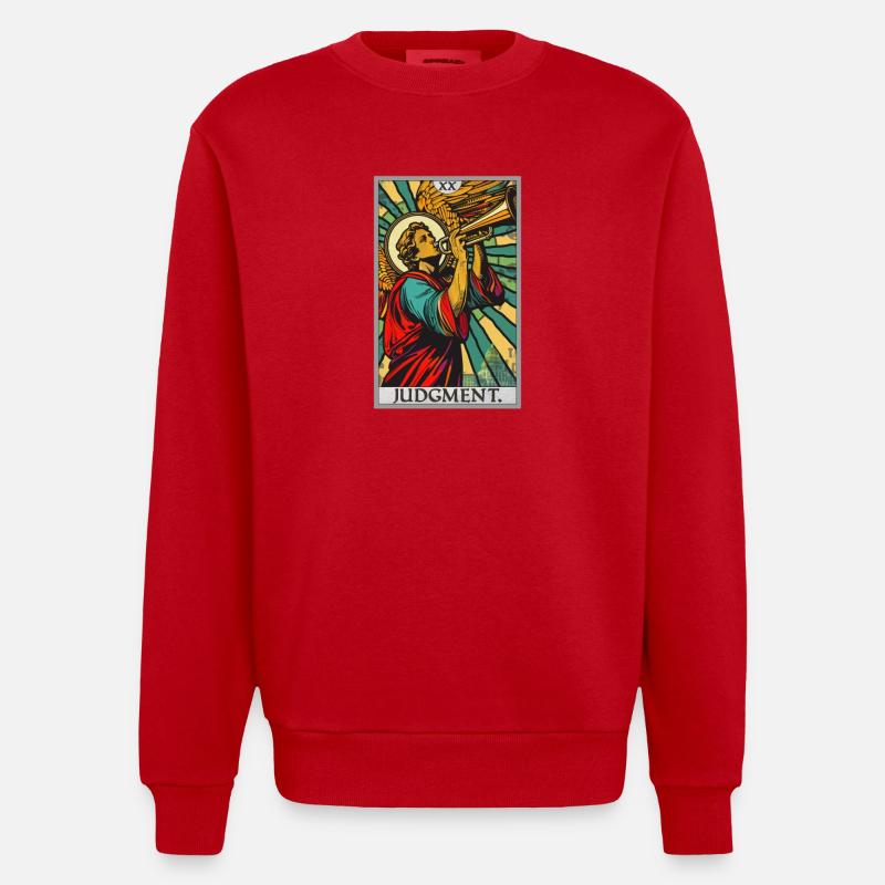 Tarotkarten Tarotkarte 20 Judgment Gericht - Heavyweight Oversized Organic Crew Neck Made in EU - Rot
