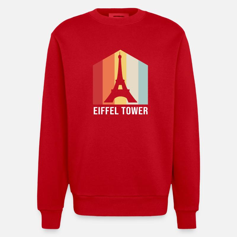 Frankreich Eiffelturm - Heavyweight Oversized Organic Crew Neck Made in EU - Rot